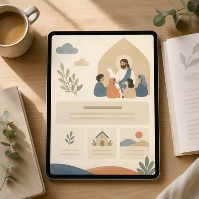 Minimal Church Announcement Tablet Mockup