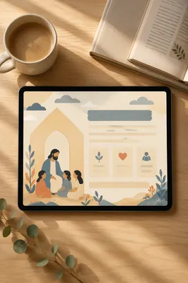 Minimal Church Announcement Tablet Mockup