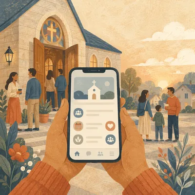 Church App Download Promo on Smartphone