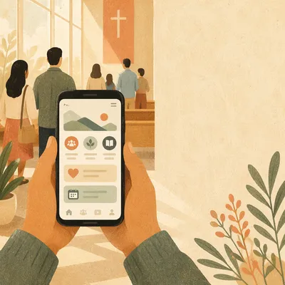 Church App Download Promo on Smartphone