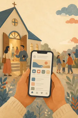 Church App Download Promo on Phone