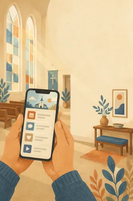Church App Download Promo on Smartphone