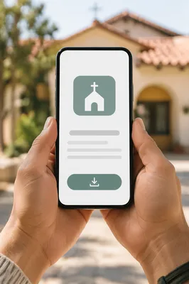 Church App Download Promo on Smartphone