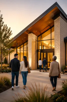 Modern Church Exterior at Golden Hour