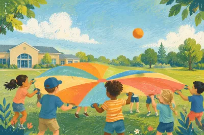 Summer Church Camp Registration Parachute Fun
