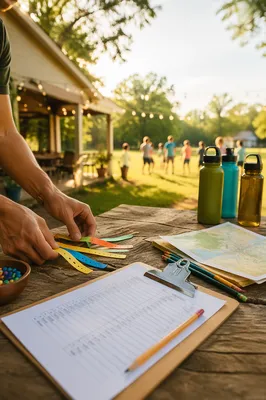 Summer Church Camp Registration Table Scene