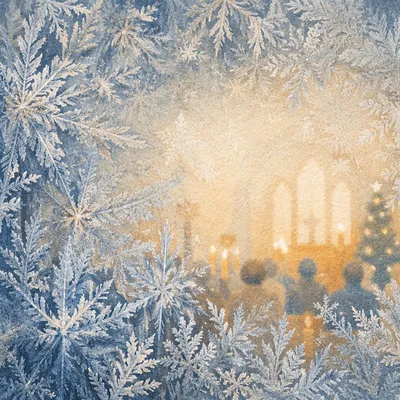 Frosted Window Christmas Service Invitation Background