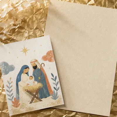 Elegant Christmas Service Invitation Flat Lay