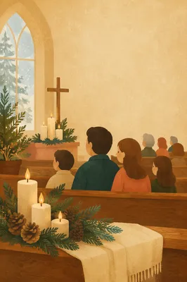 Warm Christmas Church Service Invitation Background