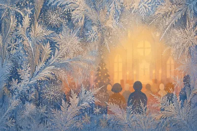 Frosted Window Christmas Service Invitation Background