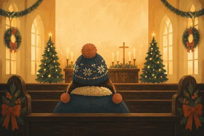 Peaceful Christmas Church Service Invitation Scene