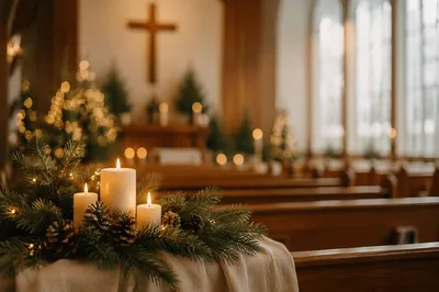 Warm Christmas Church Service Invitation Background