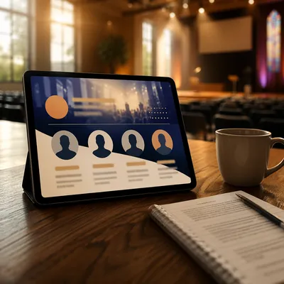 Church Conference Speaker Lineup on Tablet