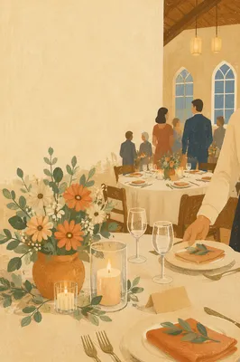 Elegant Church Fundraiser Dinner Event Scene