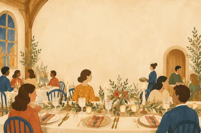 Elegant Church Fundraiser Dinner Table Scene