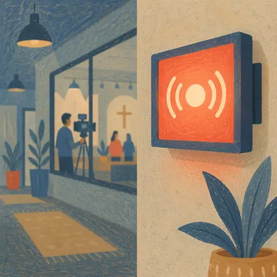 Church Livestream Indicator in Media Hallway