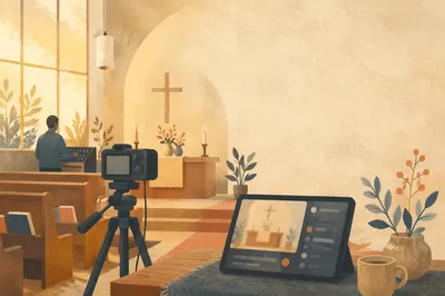 Camera and Tablet in Small Chapel