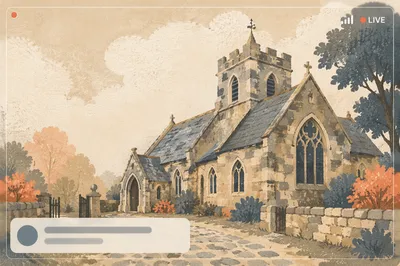 Historic Stone Church Exterior Under Cloudy Sky