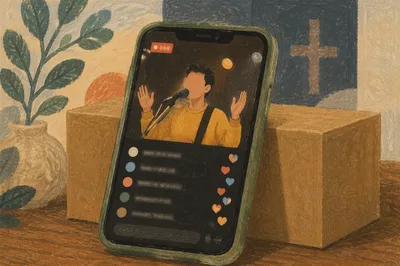 Smartphone Showing Blurred Live Stream Interface