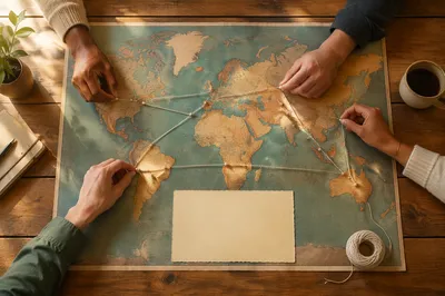 Church Missions Month World Map Flat Lay