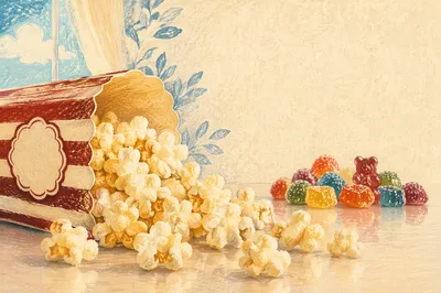 Cozy Church Movie Night Popcorn Graphic