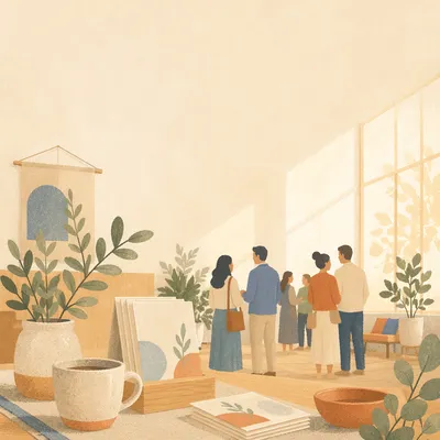 Warm Modern Church Welcome Lobby Graphic