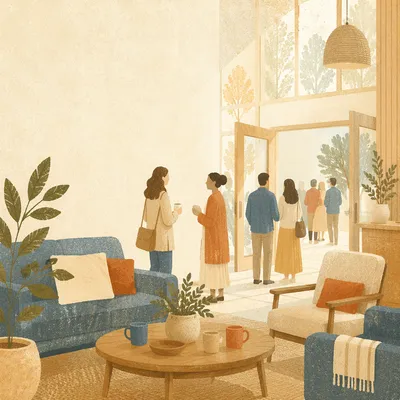 Warm Modern Church Welcome Foyer