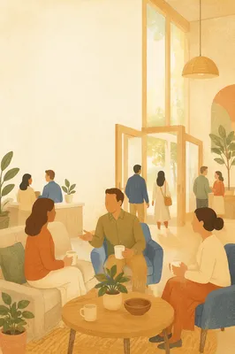 Warm Modern Church Welcome Foyer