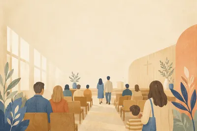 Warm Modern Church Welcome Social Graphic