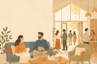 Warm Modern Church Welcome Foyer Scene