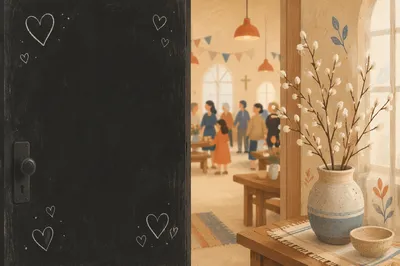 Warm Modern Church Welcome Doorway Graphic