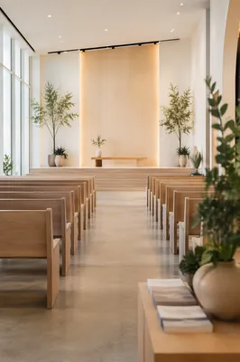 Serene Modern Church Sanctuary Interior