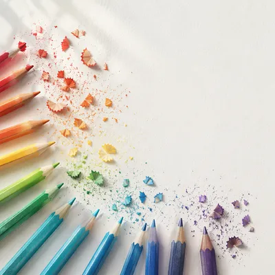 Rainbow Colored Pencils Creative Flat Lay