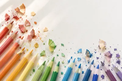 Rainbow Colored Pencils Creative Flat Lay