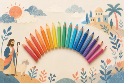 Rainbow Gradient Colored Pencils Flat Lay