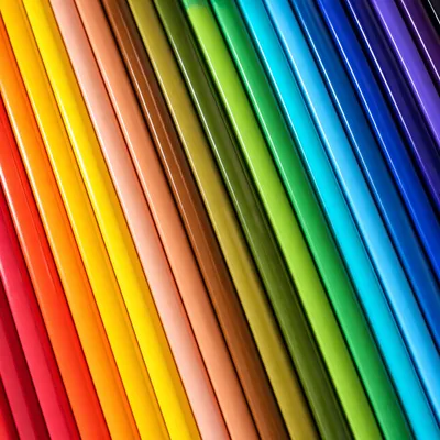 Rainbow Colored Pencils Flat Lay Background