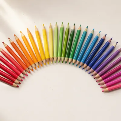 Rainbow Gradient Colored Pencils Flat Lay