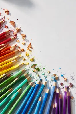 Rainbow Colored Pencils Creative Flat Lay
