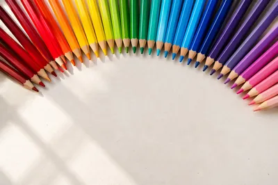 Rainbow Gradient Colored Pencils Flat Lay
