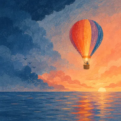 Colorful Hot Air Balloon at Sunset