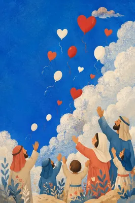 Colorful Balloons Rising in Blue Sky