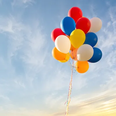 Colorful Balloons in Bright Blue Sky