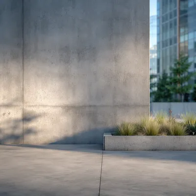 Modern Concrete Wall with Minimal Planter
