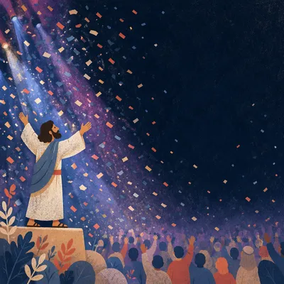Confetti Celebration with Social Media Copy Space