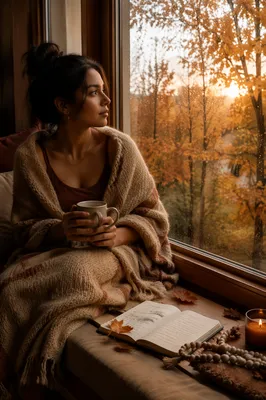 Cozy Autumn Window Nook Reflection