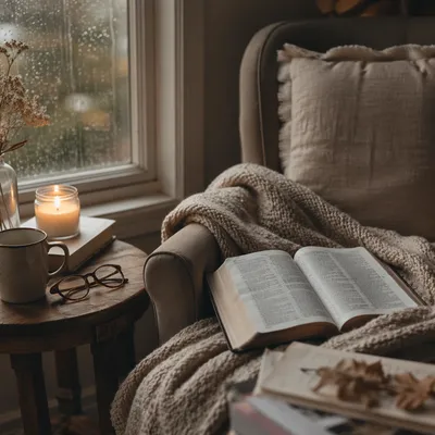 Cozy Reading Nook by Rainy Window