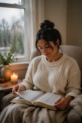 Cozy Reading Nook by Rainy Window