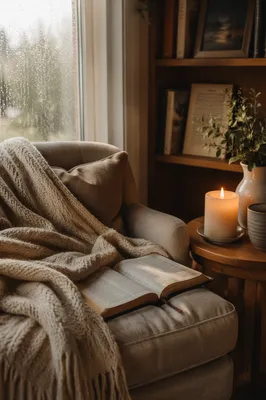 Cozy Reading Nook by Rainy Window
