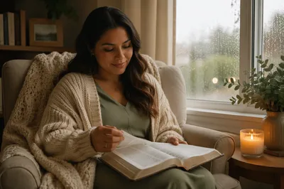 Cozy Reading Nook by Rainy Window