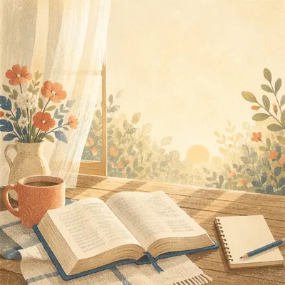 Sunrise Reading Moment by Window Table